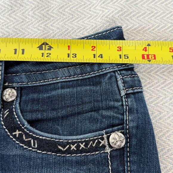 Miss Me Jeans Womens 27 Blue Signature Skinny Embellishment Rhinestone Y2K Boho - Picture 5 of 14